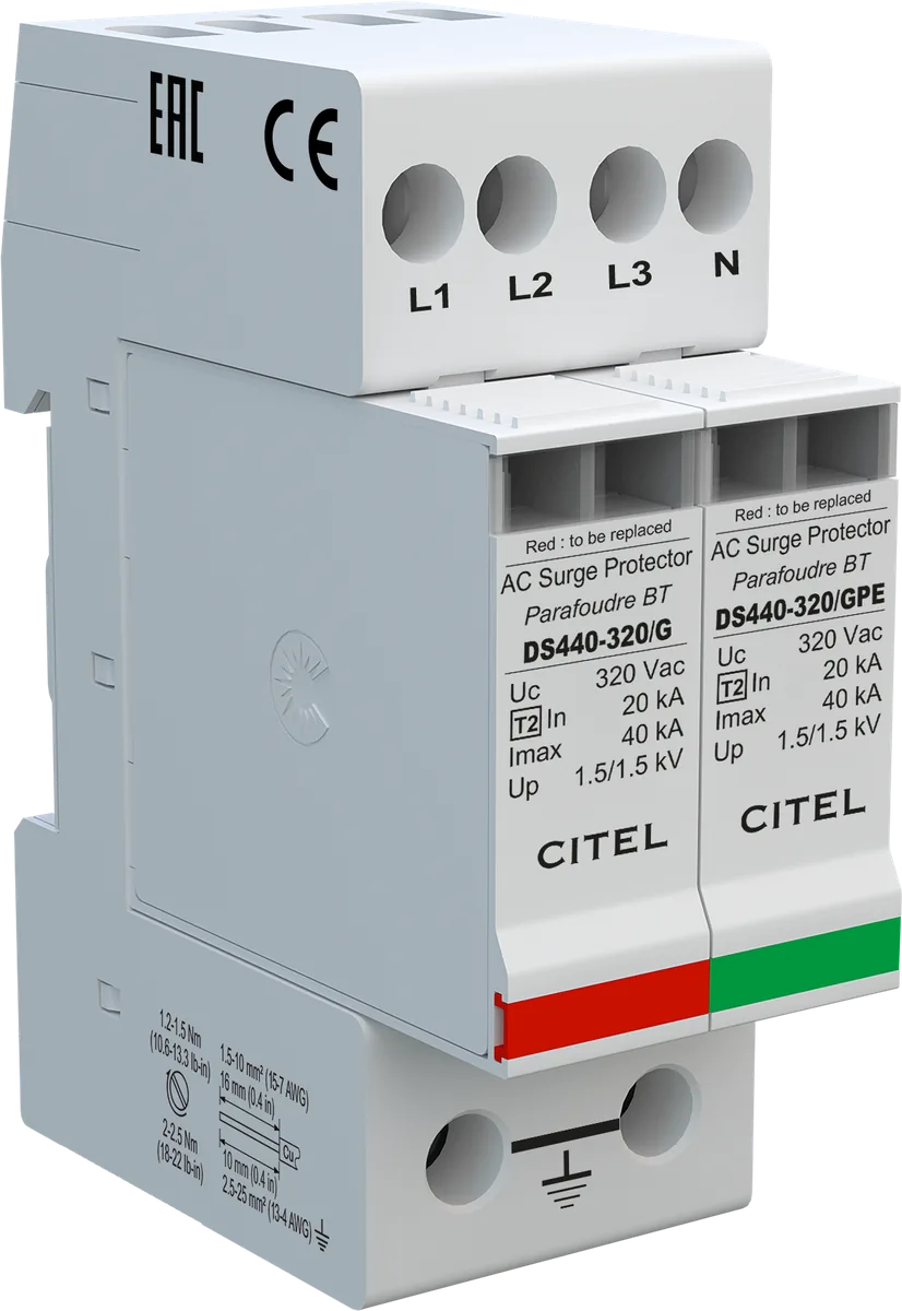 Устройство защиты от импульсных перенапряжений Citel DS440-320/G (311922), тип 2
