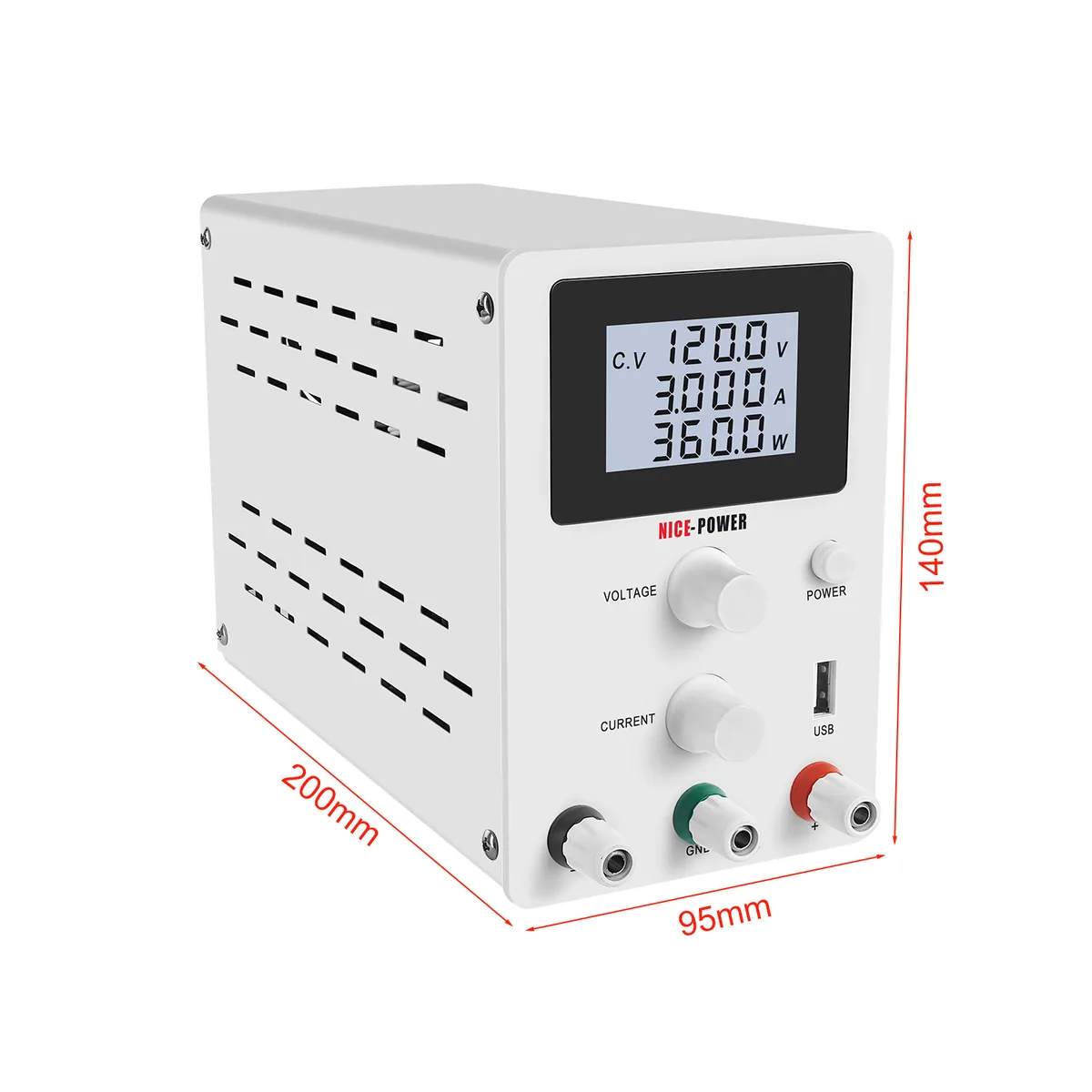Лабораторный источник питания постоянного тока Kuaiqu R-SPS1203 с 4-разрядным дисплеем, 120В / 3А, цвет белый