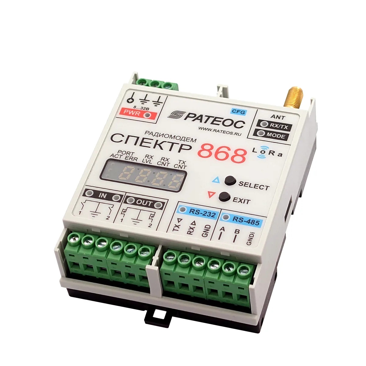 Модем Ратеос Спектр 868 DIN IND LoRa
