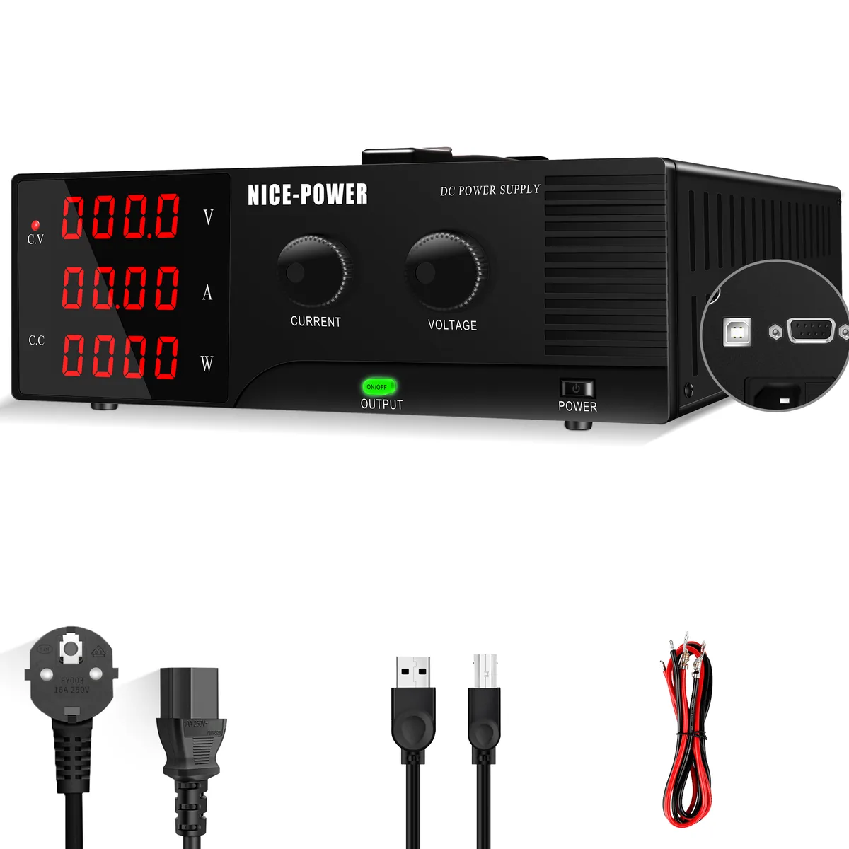 Регулируемый источник питания Kuaiqu R-SPS30100-232 с 4-значный светодиодный цифровым дисплеем, 30В / 100А, цвет черный