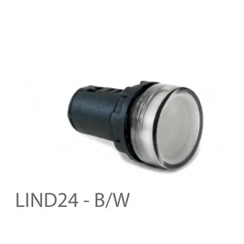 Лампа сигнальная светодиодная KLEMSAN LIND24-B-W 24В AC-DC 800710