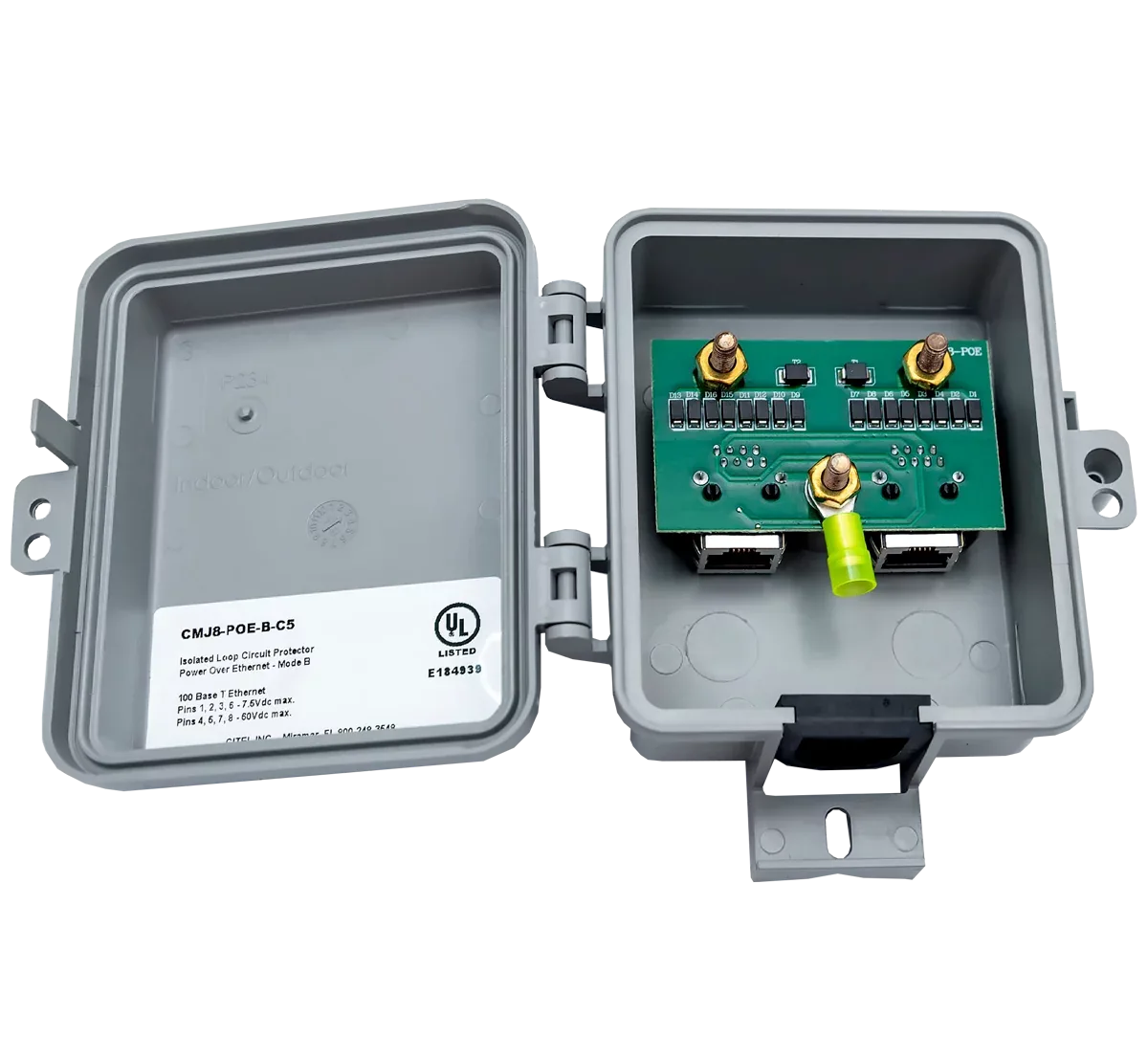 Устройство защиты от импульсных перенапряжений Citel CMJ8-POE-B-C5 (6212) уличной установки с PoE IP65, пластиковый корпус