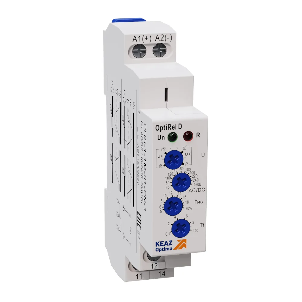 Реле контроля КЭАЗ OptiRel D PHS-1-1M-01-PN-1 повышенного или пониженного 1Ф 1СО