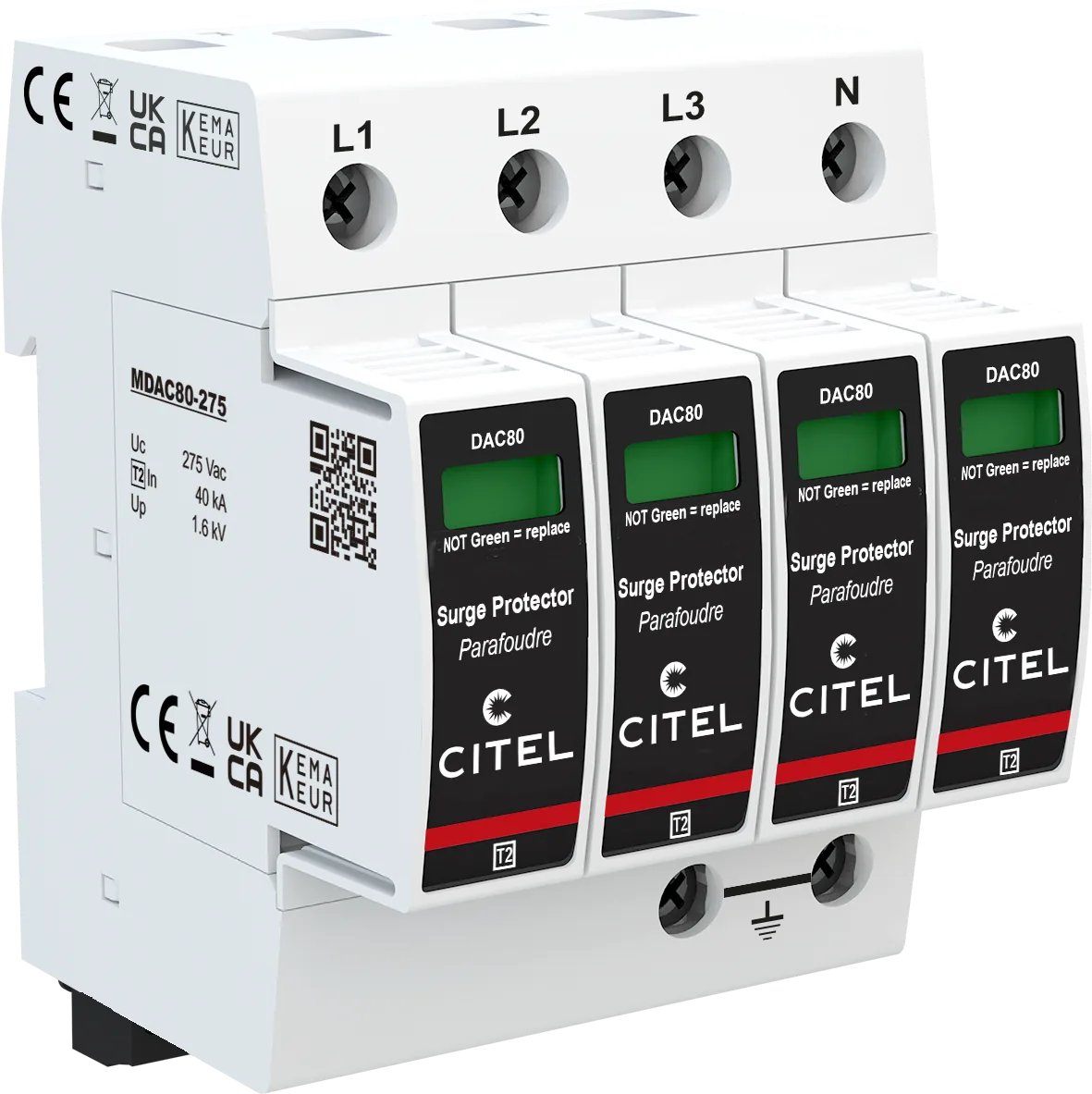 Устройство защиты от импульсных перенапряжений Citel DAC80S-40-275 (821210224), тип 2, Imax 80 кА