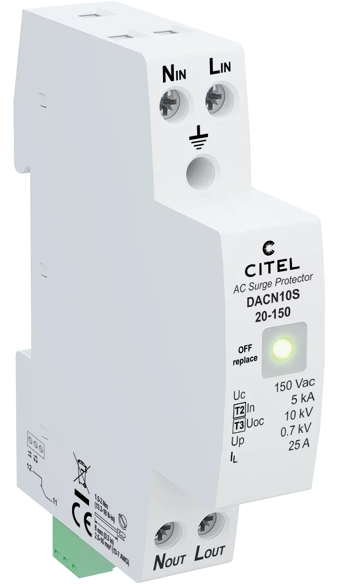 Устройство защиты от импульсных перенапряжений Citel DACN10S-20-150 (70113012), тип 2 (или 3), моноблочный
