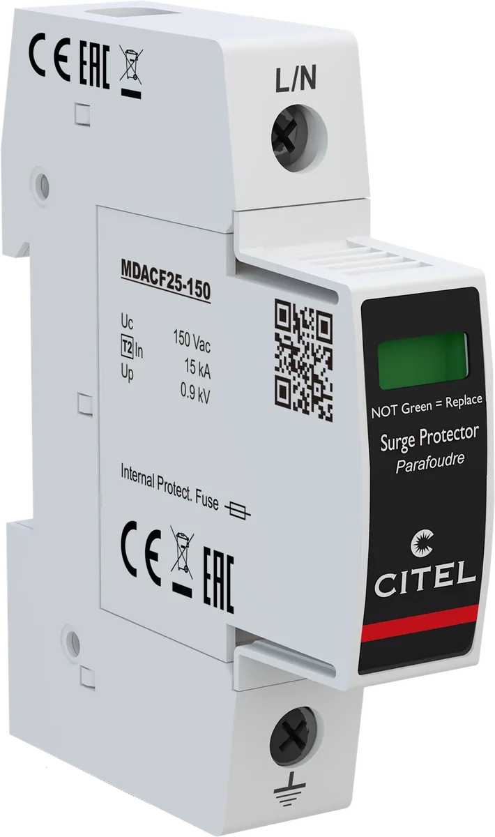 Устройство защиты от импульсных перенапряжений Citel DACF25-10-150 со встроенным предохранителем (821410111), тип 2